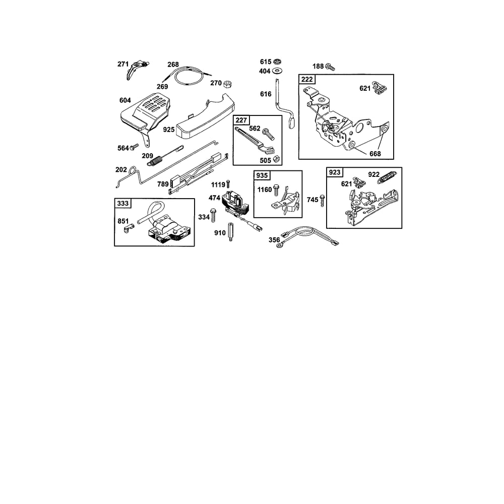 Governor Spring/Control Bracket Diagram and Parts List for 12C800TO12C899  Briggs and Stratton Engine